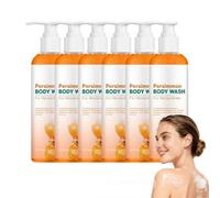 Persimmon Body Wash for Women & Men, Refreshing Persimmon Extract Shower Gel, Odor Eliminating Moisturizing Wash, Deeply Cleansing Nourishing, Whole Body Care Gel, Long-Lasting Fresh Cleanse (6PCS)
