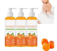 Persimmon Body Wash, Gently cleanses, refreshes and moisturizes, Suitable for daily care for all skin, Naturally odor purifying and deodorizing, suitable for both men and women (3PCS)