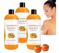 Persimmon Body Wash, Natural Deodorant Persimmon Shower Gel for Body Odor Removing, Deeply Cleansing & Moisturizing for Men & Women, Even Skin Tone, Smooth Skin, Refreshing Scent (3pcs)
