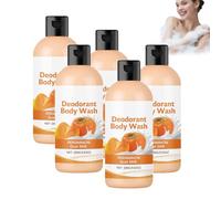 Persimmon Body Wash, Persimmon Shower Gel For Body, Refreshing & Hydrating, Hydrating Body Cleanser With Goat Milk, Fresh Daily Cleansing For Women & Men, Deeply Cleansing And Moisturizing (5 PCS)