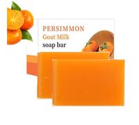 Persimmon Deodorant Soap, Cold Process Goat Milk Cleansing Bar, Refreshing & Moisturizing, Controls Body Odor, Removes Dirt & Oil, Gentle & Non-Irritating, for Men & Women (2PCS)