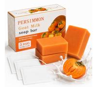 Persimmon & Goat Milk Soap Bars for Odour Control, Natural Deodorising Body Wash Bar with Foaming Nets for Men & Women, Gentle Deep Cleansing Face & Body Soap for Everyday Freshness