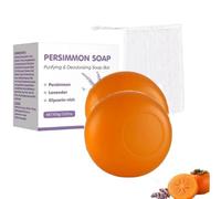 Persimmon Lavender Soap Bar for Old People,Purifying and Deodorizing Persimmon Soap with Foaming Net,Deep Cleansing Face & Body Bar,Odour Removing & Gentle Daily Cleansing (2 pcs)