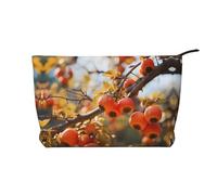 Persimmon Printed Corduroy Cosmetic Bag, Large Capacity Waterproof Travel toiletries Storage Bag