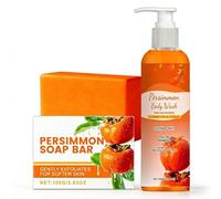 Persimmon Scented Body Wash + Persimmon Soap Bar, for Strong Body Odor, Persimmon Shower Gel for Old People Smell, Multi Part Cleansing Gel