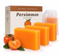 Persimmon Soap 3 x 100G Multipack with Foaming Net for Body Odor Control | Deodorant Soap Bar for Old People Smell, Natural Hand & Body Bar Soap for Men & Women, Deep Cleansing & Odor Removing