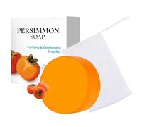 Persimmon Soap, 6x2.5x6cm Natural Shower Soap Bar With Long-Lasting Fragrance, Gentle Odor Control Persimmon Fruit Soaps For Body, Lightweight Skin Cleaner Supplies With Foam Dense For Men & Women