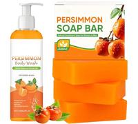 Persimmon Soap Bar and Persimmon Body Wash Set for Body Odor Control, Natural Deodorant Soap for Old People Smell, Remove Body Odor Shower Gel, Nonenal Eliminator Purifying Deodorizing Wash