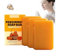 Persimmon Soap Bar for Body Odor and Old People Smell, Antibacterial Deodorizing Soap, Deeply Cleansing to Eliminate Smell, Moisturizing Face and Cleanser for All Skin Types (3PCS)