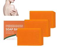 Persimmon Soap Bar for Body Odor Removal, Natural Deodorant Bath Soap for Cleansing Face & Body, Refreshing Skin Smell, Nourishing & Hydrating, Reducing & Exfoliating Skin for Men & Women (3pcs)
