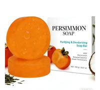 Persimmon Soap Bar for Body Odour Control, Natural Persimmon Soap for Nonenal and Age-Related Smell, pH 5.5 Anti-odour Cleanser with Green Tea & Shea Butter, Includes Foaming Nets 100g*2