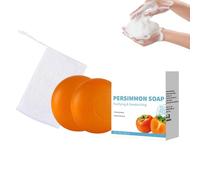 Persimmon Soap Bar for Face and Body, Odour Controlling Cleansing Bar, Refreshing Moisturising Formula for Gentle Daily Cleansing, Suitable for Women & Men (2pc)