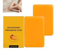 Persimmon Soap Bar, Natural Deodorant Soap Bar for Body Odor Removal, Purifying & Deodorizing for Men & Women, Eliminates Old People Smell, Deeply Cleaning, Refreshing Skin Smell (2pcs)