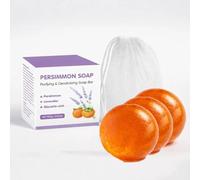 Persimmon Soap Bar, Persimmon Deodorant Soaps Bar for Body Odour, Deep Cleansing, Mild Refreshing Care, Natural Hand & Body Soaps with Foaming Nets