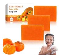 Persimmon Soap Bar, Persimmon Goats Milk Soap For Old People Smell, Anti-Odor Handmade Soap For Women Men Face & Body, Moisturizing Body Soaps For All Skin Types (3PC)