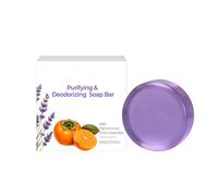 Persimmon Soap Bar with Lavender Scent, Persimmon Soap for Old People Smell, Made with Green Tea Extract, Organic Deep Cleaning, Odor Removal Deodorizing Bar for Unisex