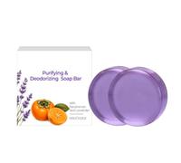 Persimmon Soap Bar with Lavender Scent, Persimmon Soap for Old People Smell, Organic Deep Cleaning, Made with Green Tea Extract, Natural Refreshing Body Bar Soap, Gentle on All Skin Types (2PC)