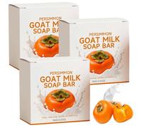 Persimmon Soap Bars 100g,Persimmon Goat Milk Soaps,Deep Cleansing, Moisturizing Body Cleanser,Softens & Protects Skin,Gentle Face & Body Wash for Dry Skin (3, 100g)