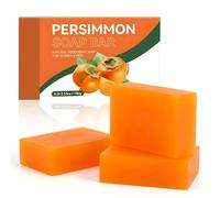 Persimmon Soap for Body Odour, 3 Pcs Deodorising Bars with Foaming Nets | Natural Persimmon Extract for Nonenal Odour, Gentle Face Hand & Body Bars for Men Women Elderly, Daily Shower Gym Travel