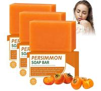 Persimmon Soap,Nonenal Odor Control for Elderly, Handmade Deodorant Soap with Tea,Cleansing Face & Body for Sensitive Skin (3 pcs)