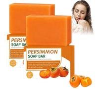Persimmon Soap,Nonenal Odor Control for Elderly, Handmade Deodorant Soap with Tea,Cleansing Face & Body for Sensitive Skin (2 pcs)