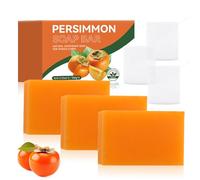 Persimmon Soap, Persimmon Body Wash, Reduce Body Odor, Deep Cleaning, Smells Very Fresh, Hand Soap and Body Soap with Foaming Net, Suitable for Both Men and Women (3 Pcs + 3 Bubble Net)