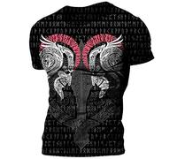 PERSIMONE Men's Knight Templar Print T-Shirt Retro 3D Digital Print Round Neck Short Sleeve Tops Slim Fit Gym Workout T-Shirts