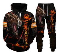 PERSIMONE Men's Tracksuit Set Viking Dragon 3D Printed Hoodie and Jogger Pants Suit Two Piece Set Hip Hop Casual Hooded Sweatshirt Set