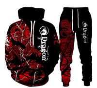 PERSIMONE Men's Tracksuit Set Viking Dragon 3D Printed Hoodie and Jogger Pants Suit Two Piece Set Hip Hop Casual Hooded Sweatshirt Set