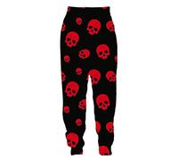 PERSIMONE Skull 3D Printed Jogger Sweatpants Cuffed Hem Sports Tracksuit Bottoms Casual Training Trousers for Women Men