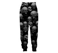PERSIMONE Skull 3D Printed Jogger Sweatpants Cuffed Hem Sports Tracksuit Bottoms Casual Training Trousers for Women Men