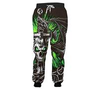 PERSIMONE Skull 3D Printed Jogger Sweatpants Cuffed Hem Sports Tracksuit Bottoms Casual Training Trousers for Women Men