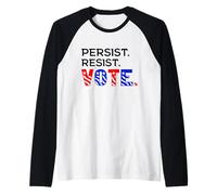 Persist. Resist. Vote. - Patriotic Civic Engagement Words Raglan Baseball Tee