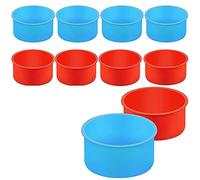 Persistence 10 Pieces Silicone Cake Mold Valentine's Day Round Baking Pan 4 Inch Baking Mold Kitchen Silicone Bakeware Pan Red, Blue
