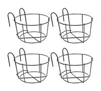 Persistence 4Pcs Hanging Railing Flower Pot Holders Plant Iron Racks Fence Metal Potted Stand Mounted Balcony Baskets Small