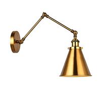 Persistence Industrial Wall Sconce Light Brass Cone Shade Wall Light with Adjustable Arm for Indoor Home Bar Warehouse Hallway