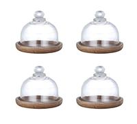 Persistence Multifunctional Mini Dessert Serving Stand Cake Dish with Dome Lid Platter Cake Plate for Home Hotels(4Pcs)