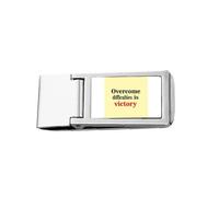 Persistence Victory Overcome Difficult Slim Money Clip Stainless Holder Pocket Wallet