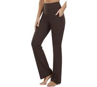 PERSIT Bootcut Yoga Pants for Women High Waist Flared Leggings with Pockets Wide Leg Bottom Bootleg Workout Gym Casual Flare Womens Work Trousers UK - 29 Inches Brown L