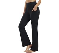 PERSIT Bootcut Yoga Pants for Women High Waist Flared Leggings with Pockets Wide Leg Bottom Bootleg Workout Gym Casual Flare Womens Work Trousers UK - 31 Inches Black XL