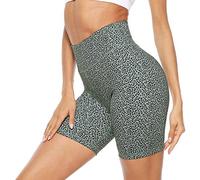 Persit Women's short sports trousers, opaque high waist cycling trousers, yoga shorts with hidden pocket in the cuff - - UK 12