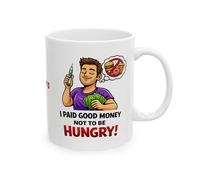 Persoanlised Funny Weight Loss Jab Ceramic Coffee Mug, I Paid Good Money Not to Be Hungry Quote, White, Glossy Finish, 11oz, Cylindrical, Dishwasher Safe, Adult, Him, His