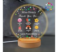 Persoanlised Teacher Gifts for Women Men 7 Colors Night Light Thank You Teacher Gifts Light Up Night Light Thank You Best Teacher Gifts for Nursery End of Term Gifts (Design 1)