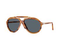 Persol Unisex Sunglass PO0202S - Senna Series - Frame color: Striped Brown, Lens color: Blue
