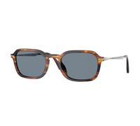 Persol Unisex Sunglass PO3381S - Frame color: Striped Black & Brown, Lens color: Light Blue