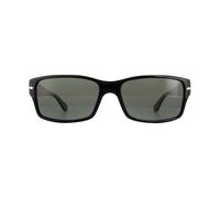 Persol Rectangle Mens Black Green Polarized Sunglasses - One Size