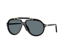 Persol Unisex Persol PO0202S 95/3R Sunglasses Acetate Black Blue Squared Polarized