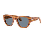 Persol Sunglasses PO0054S 960/56 Unisex Striped Brown Frame Light Blue Lens Size 53