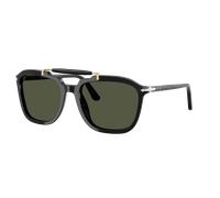 Persol Unisex Sunglass PO0203S - Senna Series - Frame color: Black, Lens color: Green