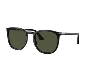 Persol Unisex Sunglass PO3316S - Frame color: Black, Lens color: Green